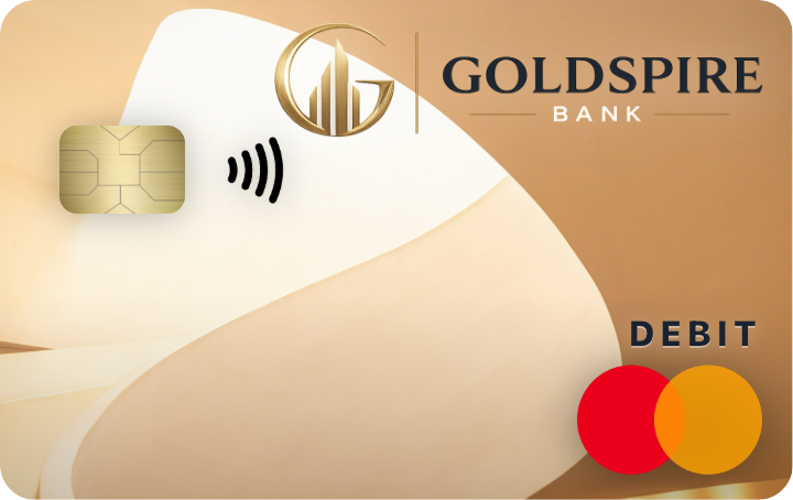 Goldspire Rewards Checking debit card.