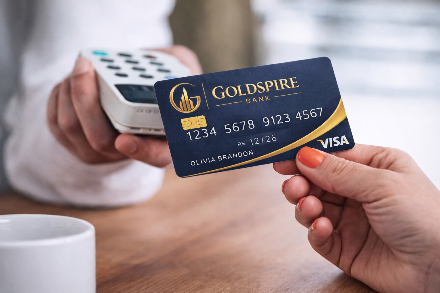 Contactless card payment at checkout, representing everyday access to savings-linked spending.